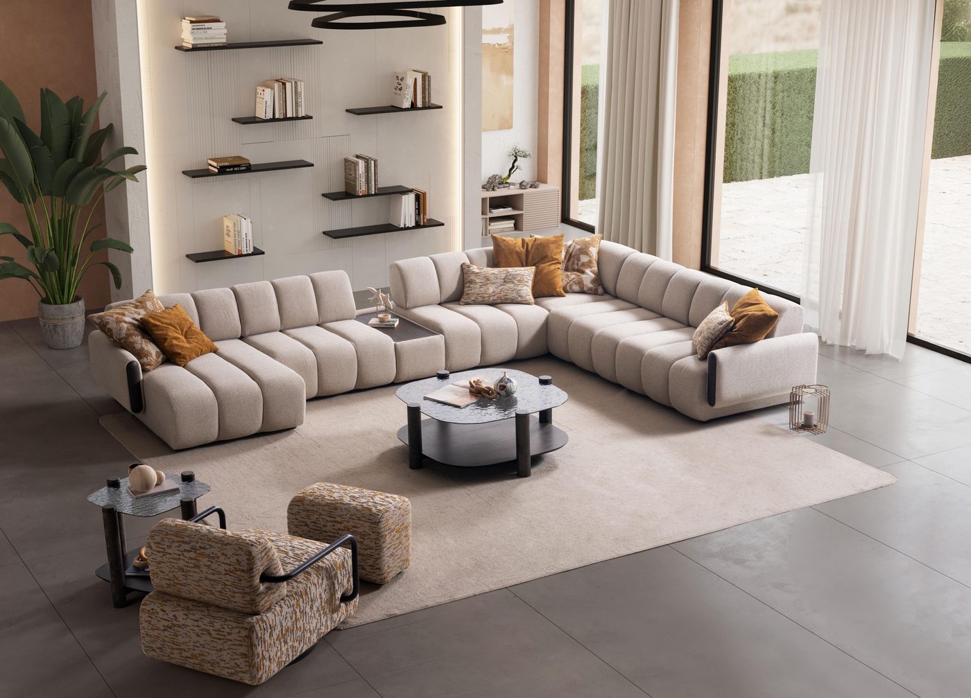 Salon modulable beige Doma